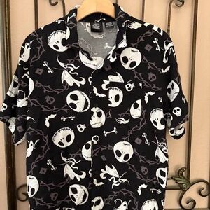 Disney The Nightmare Before Christmas Black and White Graphic Men's Shirt